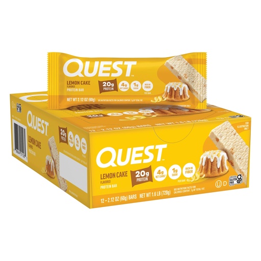 [BRSWYZAKBMOWKDLA] Quest Nutrition Lemon Cake Protein Bars, High Protein, Low Carb, Gluten Free, Keto Friendly, 12 Count (Pack of 1)