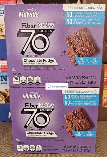 [BRSRAGQ6AQGR6CYY] Fiber NOW Millville 70 Calories Soft Baked Bars Chocolate Fudge 5.29oz 150g (Two Boxes)