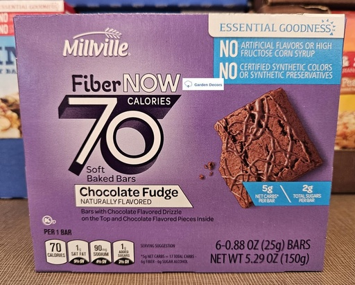 [BRSRAGQ6AUPRU3L4] Fiber NOW Millville 70 Calories Soft Baked Bars Chocolate Fudge 5.29oz 150g