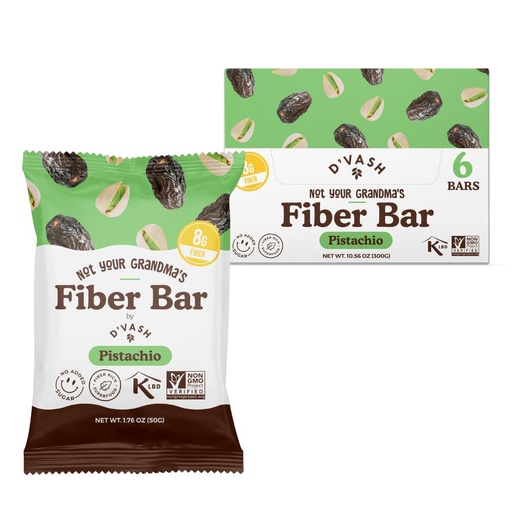 [BRSRAH33BZ7R6YI3] D'vash "Not Your Grandma’s" Fiber Bars 1 Box (6 Bars) (1 Box, Pistachio)