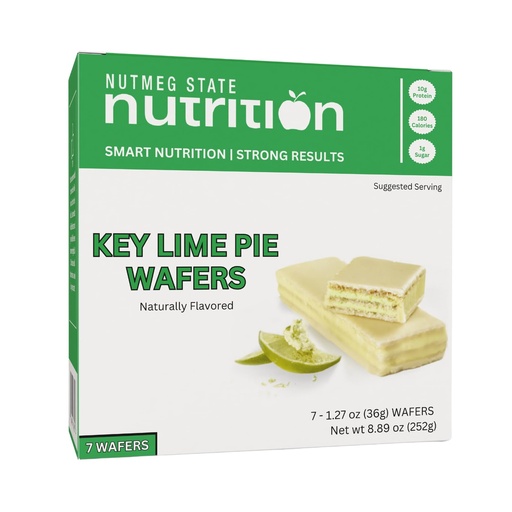 [BRSRAHQBPIHAIHQ7] Nutmeg State Nutrition - High Protein Wafer Bars, Protein Snack Bars, Low Calories, Low Sugar, 7 Servings Per Box (1 Box (7 Servings), Key Lime)