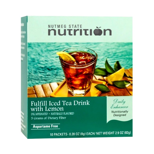 [BRSRMZD3OF4AID3A] Nutmeg State Nutrition - Fulfill High Fiber Drink Mix, Low Calorie, Fat Free, Decaffeinated, Sugar Free, Naturally Flavored, Protien, Aspartame Free, 10 Servings Per Box (Iced Tea w/ Lemon)