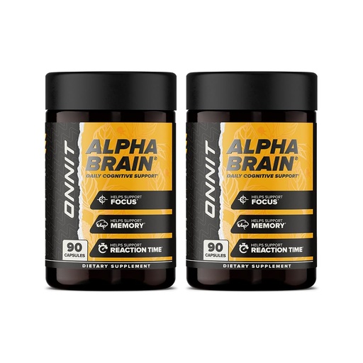 [BRSWGBI6AF4GMD3Z] ONNIT Alpha Brain Nootropic Capsules for Men & Women, IGEN Non-GMO Tested Memory, Focus & Mental Clarity, Caffeine-Free with L-Theanine and Vitamin B6, 90 Count Each, Pack of 2 (180 Capsules)