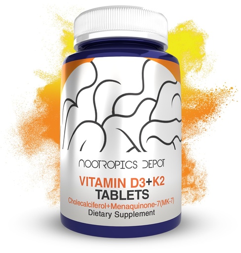 [BRSWYAD7B4JQYHT2] Nootropics Depot Vitamin D3 + K2 with Vitamin C Tablets | 365 Count | 125μg | Equivalent to 5000 IU | Year Supply