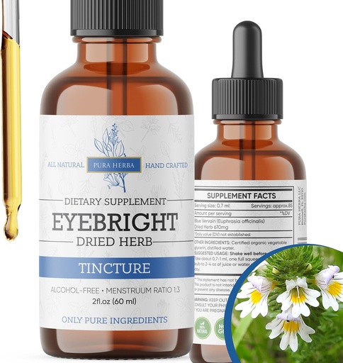 [BRSROBINBYNGOCQ7] Eyebright Herb 2 Fl Oz Extract, Eyebright Oral Drops Tincture, Alcol Free, Vegan - 2 Fl Oz