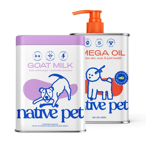 [BRSREYA5CENWCCL3] Native Pet Goat Milk Powder for Dogs (120 Scoops) & Omega 3 Fish Oil (16 Oz.) - Organic Goat Milk Great Dog Food Additive for a Healthy Digestive System & Omega 3 Fish Oil