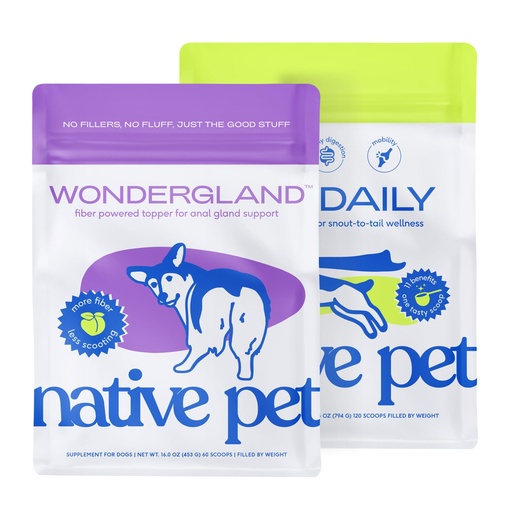 [BRSREYA7BAMGA2D7] Native Pet WonderGland (60 Scoops) & The Daily Dog Supplement (120 Scoops) - Dog Anal Gland Treatment Prevent Scooting with All-Natural Organic Fiber 11 in 1 Multivitamins