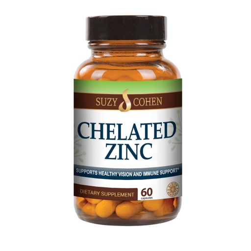 [BRSRMZYFAQPQEYIU] Suzy Cohen Chelated Zinc Supplements - 60 Capsules Gentle on the Stomach - Zinc is for Healthy Cell Growth and DNA Formation - Supports Healthy Immune Function and Skin Health