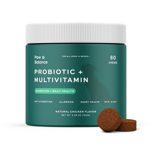 [BRSREYIKCUNWEHQU] Dog Probiotics and Multivitamin Chews for Digestive Health, Immune Support, Gut Health, Allergy Support, Dog Vitamins, with Vitamin C, Omega 3, Colostrum, 60 Soft Chews per Jar
