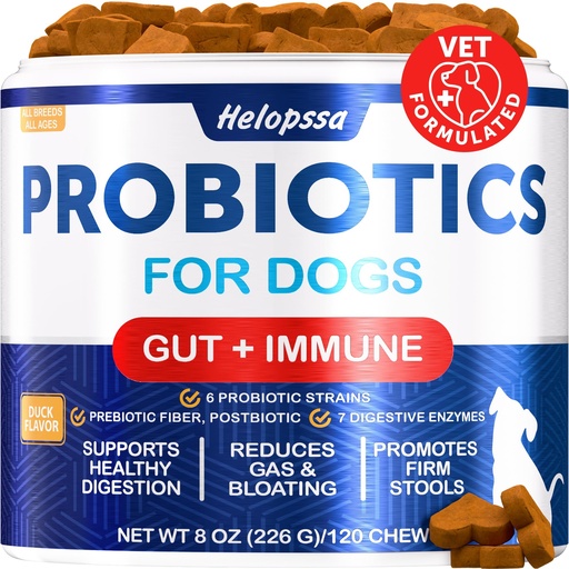 [BRSRGBQLBEOWOGY2] Advanced Probiotics for Dogs for Gut & Digestive Health, Seasonal Allergies & Itchy Skin, Yeast Balance - 6 Billion CFU - Dog Probiotics - Without Yeast - w/Prebiotics, Enzymes, Pumpkin - 120 Treats
