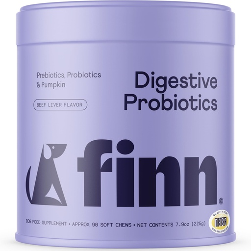 [BRSW22Q3OQFAMD3L] Finn Digestive Probiotics for Dogs - Complete Digestive System Support with Pumpkin, Prebiotics, & Live Probiotics - Vet Recommended & Made in The USA - 90 Soft Chews