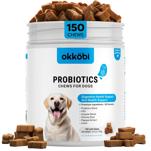 [BRSREFALBZ6A4AIY] Probiotics for Dogs Chews 150 pcs - Probiotic Chews for Dogs with Enzymes & Natural Ingredients - Digestive & Gut Health Support - US Formula - Chicken Flavored