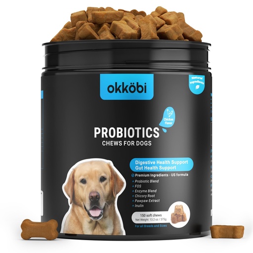 [BRSRAAYQOUGQKFYV] Probiotics for Dogs Chews 150PCs - Digestive, Gut Health & Diarrhea Support - Probiotic Chews for Dogs - Vet Approved US Formula with Dog Probiotics, Enzymes & Natural Ingredients - Chicken
