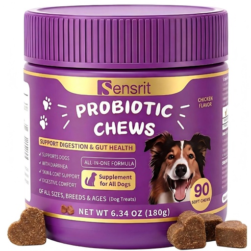 [BRSRGGAKDMNQY2QZ] Probiotics for Dogs - 800M CFU Dog Probiotic Chews with Digestive Enzymes & Pumpkin | Seasonal Allergy, Itchy Skin & Immune Support for All Breeds - 90 Soft Chews, Chicken Flavor