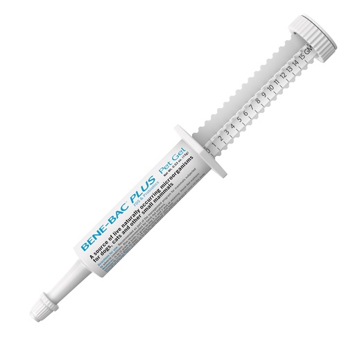 [BRSWIYT3AINAO2L2] PetAg Bene-Bac Plus Pet Gel - 15 g Syringe - FOS & Probiotics for Dogs, Cats, Exotic & Wildlife Mammals