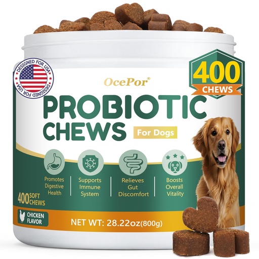 [BRSRGGLYOYBBQ2TK] OcePor 400 Pcs Probiotics for Dogs, Dog Probiotics Chews for Yeast, Itchy Skin and Itchy Ears, Digestive Health, Diarrhea Relief, Gut & Immune Support, Pet Supplements (Chicken)