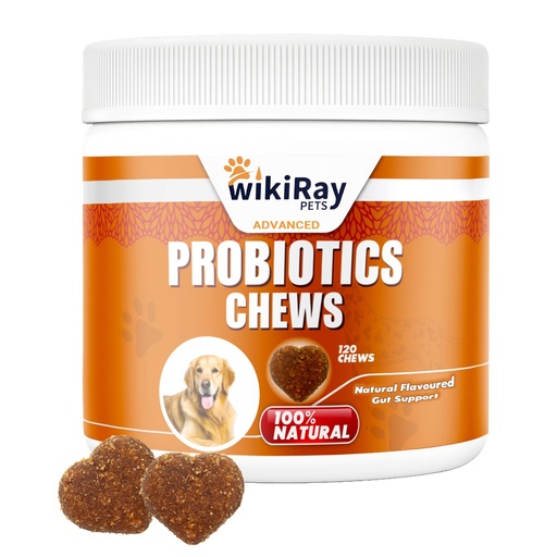 [BRSREGL2CMHQMCLG] wikiRay Probiotics for Dogs – Soft Chews for Digestive Health & Immunity | 120 Chews | 3 Billion CFU, Pumpkin, Enzymes, Vitamins & Prebiotics | Made with Natural Ingredients