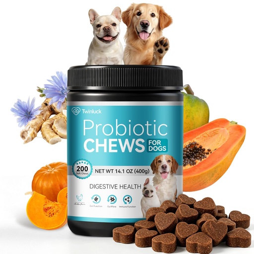 [BRSRGBTRBMHBAFL5] Probiotics for Dogs 200 Chews, Dog Probiotics for Digestive Health Digestive Enzymes and Prebiotic, for Dogs Support Gut Health, Relieve Diarrhea, Itchy Skin, Enhance Immunity