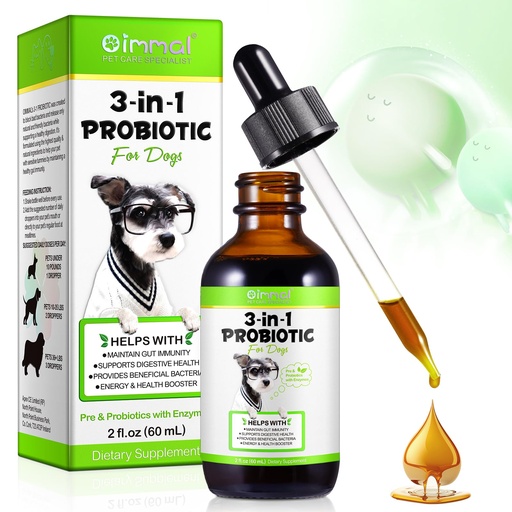 [BRSRAZQFDN5WGA33] Oimmal Probiotics for Dogs, 3 in 1 Dog Probiotic and Digestive Enzymes for Pet, Supports Gut Health, Itchy Skin, Allergies, Immunity, Liquid Probiotics for for All Ages and Breeds Dogs, blue