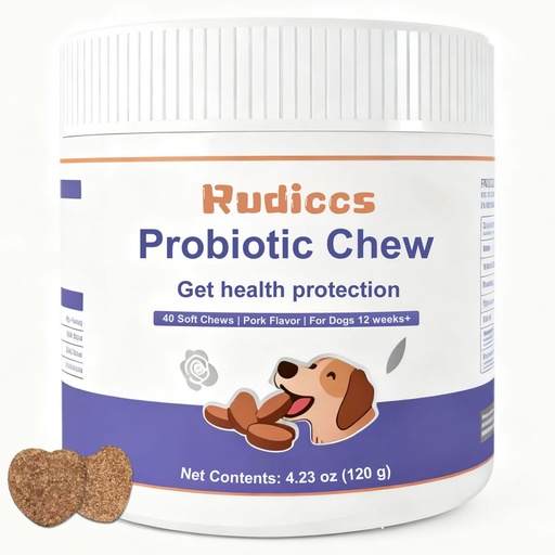 [BRSRGYAFBEOQEA32] Probiotics for Dogs, 6 Billion CFU Dog Probiotic Chews for Sensitive Stomachs & Occasional Loose Stools, with Prebiotics, Postbiotics & Digestive Enzymes for Gut Health, Pork Flavor, 40 Count
