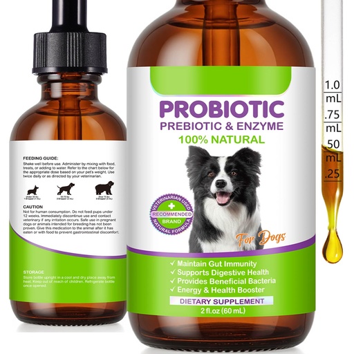 [BRSRGFIBAUHGECDX] Probiotics for Dogs, 3-in-1 Liquid Probiotics Supplements, Dog Probiotic for Digestive & Gut Health, Fast Acting for Constipation, Diarrhea and Gas with Prebiotic & Digestive Enzymes