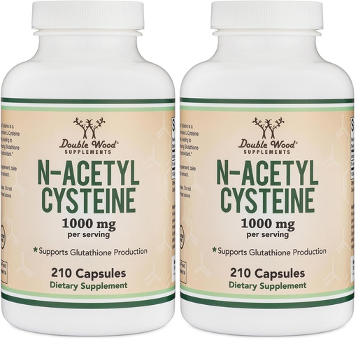 [BRSRGFI7DNYBGHL2] NAC Supplement N-Acetyl Cysteine (1,000mg Per Serving 500mg Per Cap, 210 Capsules) (Third Party Tested) with Odor Masking Technology to Boost Glutathione Levels by Double Wood (Pack of 2)