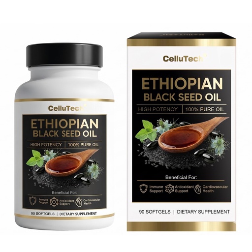 [BRSRGBTQAUMBUAD4] Premium Ethiopian Black Seed Oil Capsules - High Thymoquinone Content (TQ) - Cold-Pressed & Organic Sourced Nigella Sativa - Supports Vitality, Radiant Skin & Digestive Harmony - 90 Softgels
