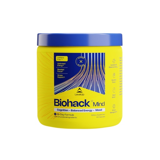 [BRSRACQRCUNBSFAU] LevelUp Biohack Mind - Nootropic Brain Supplement for Men & Women | Balanced Energy, Focus, Mood & Stress Optimization with Ashwagandha, Lion's Mane, Alpha GPC, Ginseng and More - 60 Count