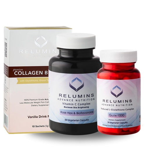 [BRSWGYIDCEAREALA] Relumins Premium Gift Glow Set – Collagen Blueberry, Glutathione 1000mg & Vitamin C with Rose Hips – 3-in-1 Beauty & Wellness Kit for Daily Hydration, Skin Vitality, and Overall Support