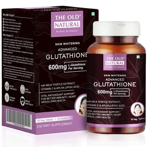 [BRSRMYANDEPREEY6] Glutathione 600mg 30 Tablets with Vitamin C & E, Biotin, Grape Seed Extract & Alpha Lipoic Acid, Antioxidant Support (30 Veg Tablets)