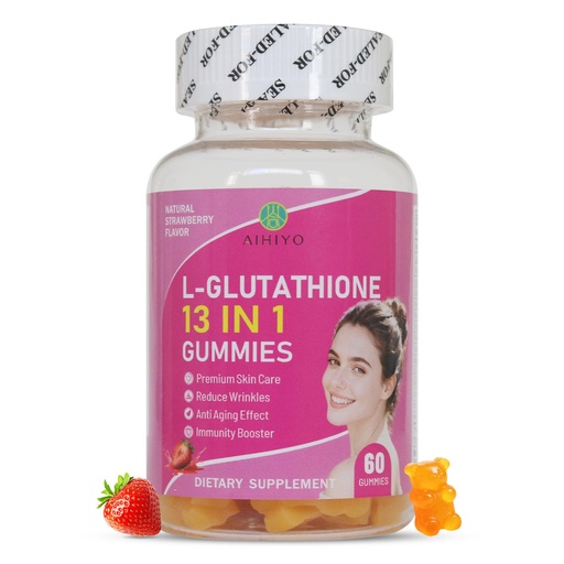 [BRSREAIYAEDWKCLA] AIHIYO L-Glutathione 13 in 1 Gummies - Powerful Antioxidant & Cellular Support Supplement, with 13 Essential Nutrients for Men & Women, 60 Count