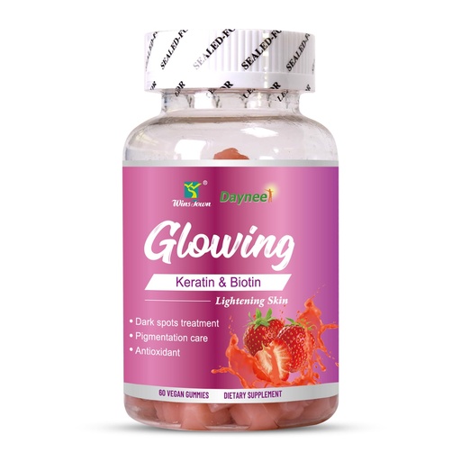 [BRSREGIEB4FGAF3H] Skin Glowing Gummies, Contains Keratin & Bioth, Lightening Skin, Dark Spots, Pigmentation Care, Antioxidant, 60 Count