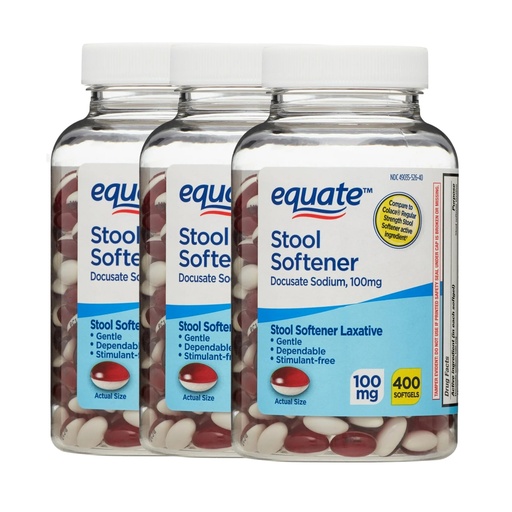 [BRSROH37DF7GC23G] Stool Softener 100 mg – 400 Softgels, Gentle and Stimulant-Free for Women and Men, Stool Softeners for Adults and Children, Daily Constipation Support (Pack of 3)