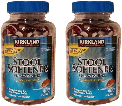 [BRSWGFAFCAPBUDI6] Kirkland Signature Stool Softener 100 mg., 400 Softgels (2 Pack)