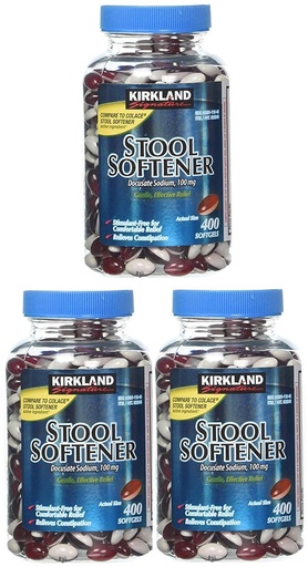 [BRSWKGY3BQMWM3DE] Kirkland Signature 100 Mg Stool Softener, 400 Softgels (Pack of 3)