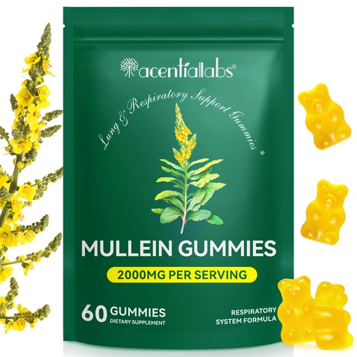 [BRSREZIFCAFWOCLK] NIFEISHI Mullein Gummies for Lungs, 2000mg Mullein Leaf Extract for Respiratory & Digestive & Immune Support, Natural Herbal Supplement, Pear Flavor Gummies 60 Gummies