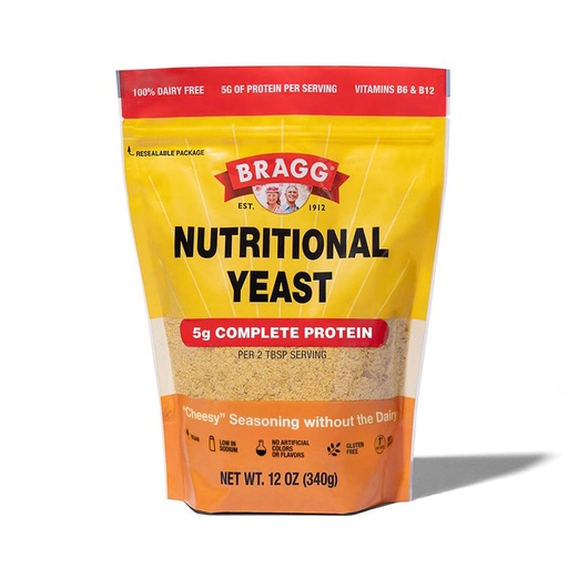 [BRSW2GQDBUCWG3D7] Bragg Premium Nutritional Yeast Seasoning - Vegan, Gluten Free – Good Source of Protein & Vitamins – Nutritious Savory Parmesan Cheese Substitute (Original, 12 Ounce (Pack of 1))