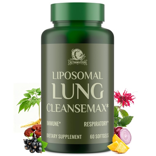 [BRSREAT4AUIBQYDL] Liposomal Lung Cleansemax Supplement with Mullein Leaf Extract, Elderberry Fruit Extract, Quercetin + 13 Herbs & Vitamins, Enhanced Absorption, Refreshing Breathing Experience, 60 Capsules