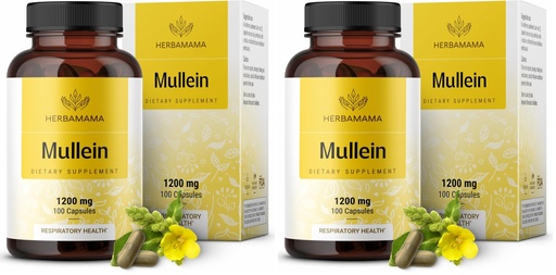 [BRSREAAHC4MRUFL4] HERBAMAMA Mullein Leaf Capsules - 1200mg Mullein Leaf Extract for Lung Detox Support - Vegan, Non-GMO Respiratory Lung Cleanse Supplement (Pack of 2)