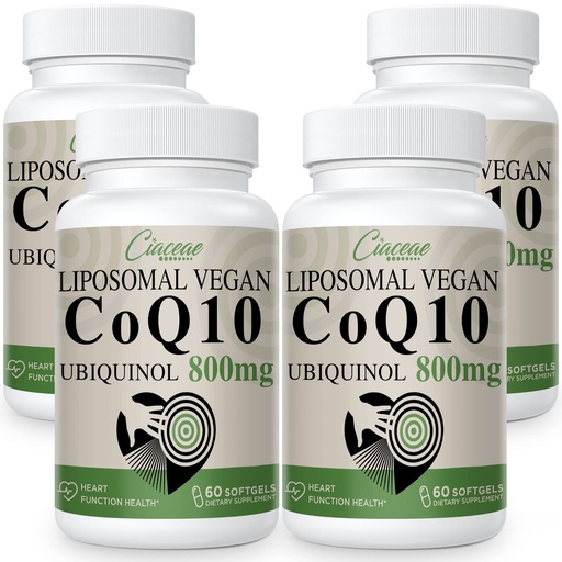 [BRSROYYOCQBQOCL3] Liposomal CoQ10 800mg Ubiquinol Softgel, Max Absorption Ubiquinol Coenzyme Q10, Ubiquinol CoQ10 Supplement for Antioxidant, Heart Function & Energy Production, Pure CoQ10 800mg, 240 Vegan Softgels
