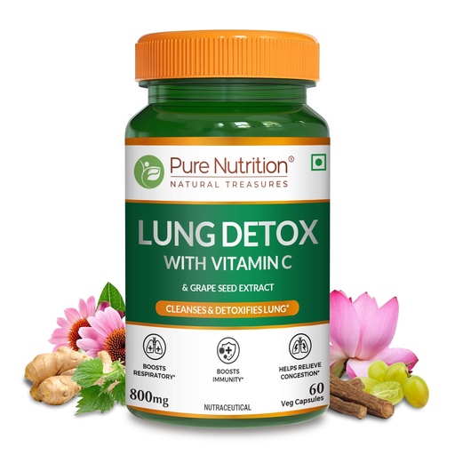 [BRSW2CDQBVYQEGTF] Pure Nutrition Lung Detox Supplement - 60 Veg Capsules | Quercetin, Vitamin C, Nettle, Vasaka Leaf, Lotus, Licorice & Ginger | Supports Lung Cleansing, Respiratory Health & Immune Defense | 100% Herbal Formula
