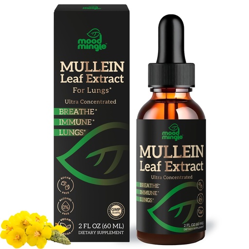 [BRSREBL4CIMRQDLV] Mullein Leaf Extract for Lungs - Mullein Drops for Respiratory Health Support Lung Detox Cleanse - Vegan Sugar-Free Gluten Free - Liquid Supplement for Men Women 2fl. oz (60ml)