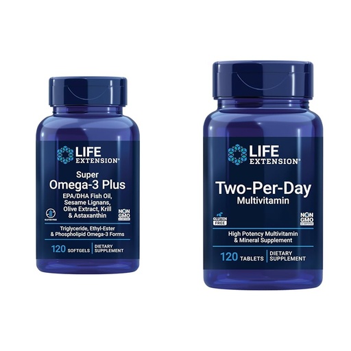 [BRSROAINOICAMH32] Life Extension Super Omega-3 Plus EPA/DHA Fish Oil, Sesame Lignans & Two-Per-Day High Potency Multi-Vitamin & Mineral Supplement