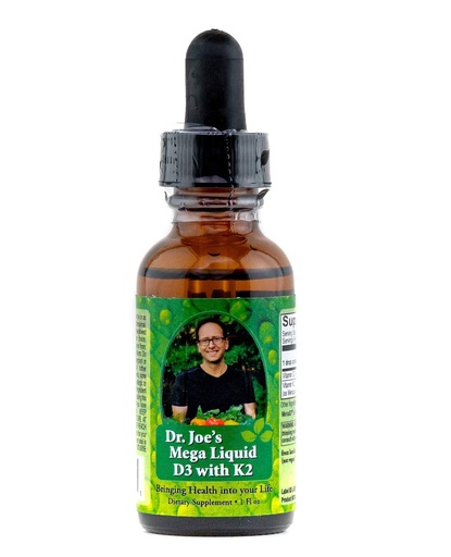 [BRSWG2Y3BZ6AKALV] Dr. Joe's Mega Liquid D3 with K2-1000 IU per Drop - Vitamin D3 25mcg, Vitamin K2 10mcg