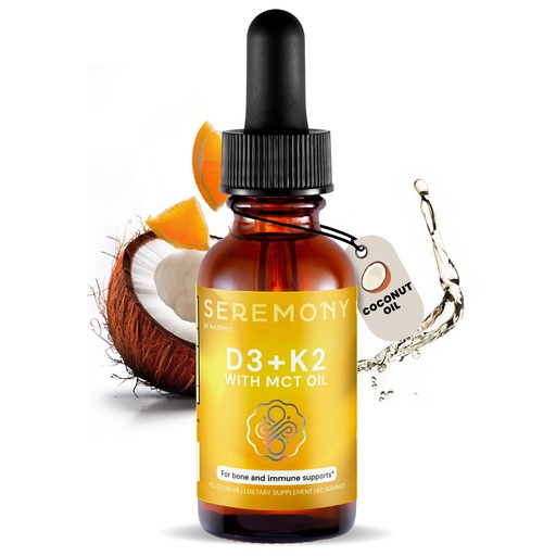 [BRSREEIPPMHQKCDJ] MARPHYL SEREMONY - Vitamin D3 4000 IU + K2 - Vitamin Liquid Drops for Adults & Kids, Vegan, Organic - Immune System Support, Bone Health, Mood Support, Healthy Skin - Made in USA (1 oz)