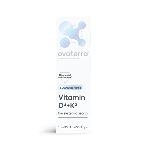 [BRSW22Q5CIPA2335] Ovaterra Vitamin D3 & K2 Liquid Drop Supplement 1,000 IU Vitamin D3 (Cholecalciferol) with Natural Lemon Flavor that Supports Bone, Immune & Wellness Health 600 Drops - 10 Month Supply