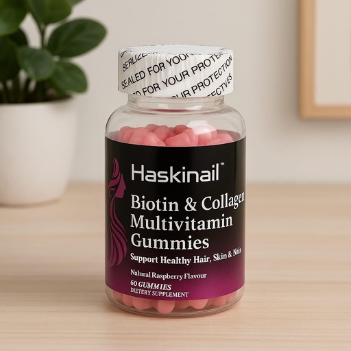 [BRSRGYIKOUHRA3Y7] Biotin & Collagen Multivitamin Gummies, Raspberry Flavor, 60 Gummies, Dietary Supplement for Hair, Skin & Nails