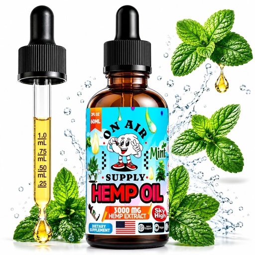 [BRSREEAPCMFGC2T6] Hemp Oil 3,000mg – 2 fl oz (60ml) - Mint Flavor, Non-GMO Omega 3 6 9 for Skin, Hair & Immune Support - Natural Sleep Bedtime Aid - Made in USA