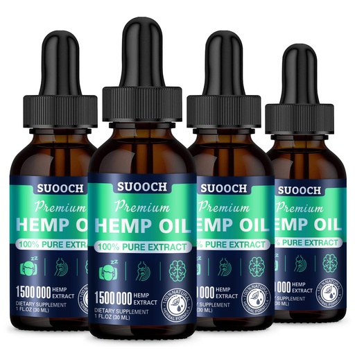 [BRSREFA2DEHBYA34] Hemp Oil Drops for Adults-Maximum Strength 100% Natural Organic Vegan, Non-GMO（4-Pack）