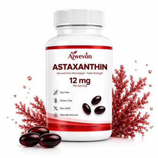 [BRSRGBIOC4DR6DL7] Astaxanthin 12mg Softgels Supplement, Natural Microalgae Astaxanthin with MCT Oil, High Potency Antioxidant for Skin Eye Heart Joint Support, Easy to Swallow, Non-GMO Gluten Free, 120 Softgels Bottle